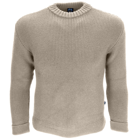 Hochwertiger Merino-Rundhals-Troyer aus 100% Merinowolle in der Farbe Beigemeliert - Beigemeliert