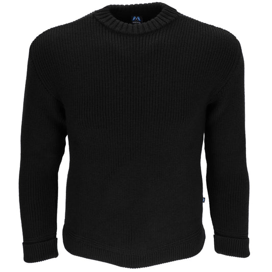 Hochwertiger Merino-Rundhals-Troyer aus 100% Merinowolle in der Farbe Schwarz - Schwarz
