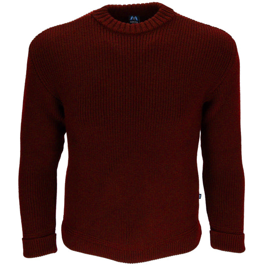 Hochwertiger Merino-Rundhals-Troyer aus 100% Merinowolle in der Farbe Weinrot - Weinrot