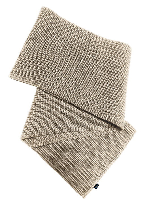 Blauer Peter Schal aus 100 % Schurwolle – weicher Strickschal in Beige aus nachhaltiger Fertigung