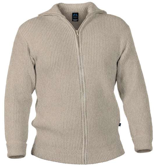 Hochwertige Merino-Troyer-Jacke aus 100% Merinowolle in der Farbe Beigemeliert - Beigemeliert
