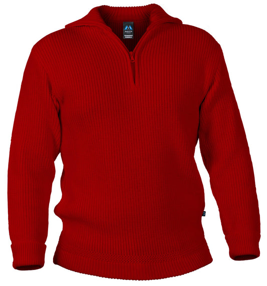 Hochwertiger Troyer-Seemannspullover aus 100% Merinowolle in der Farbe Rot - Rot