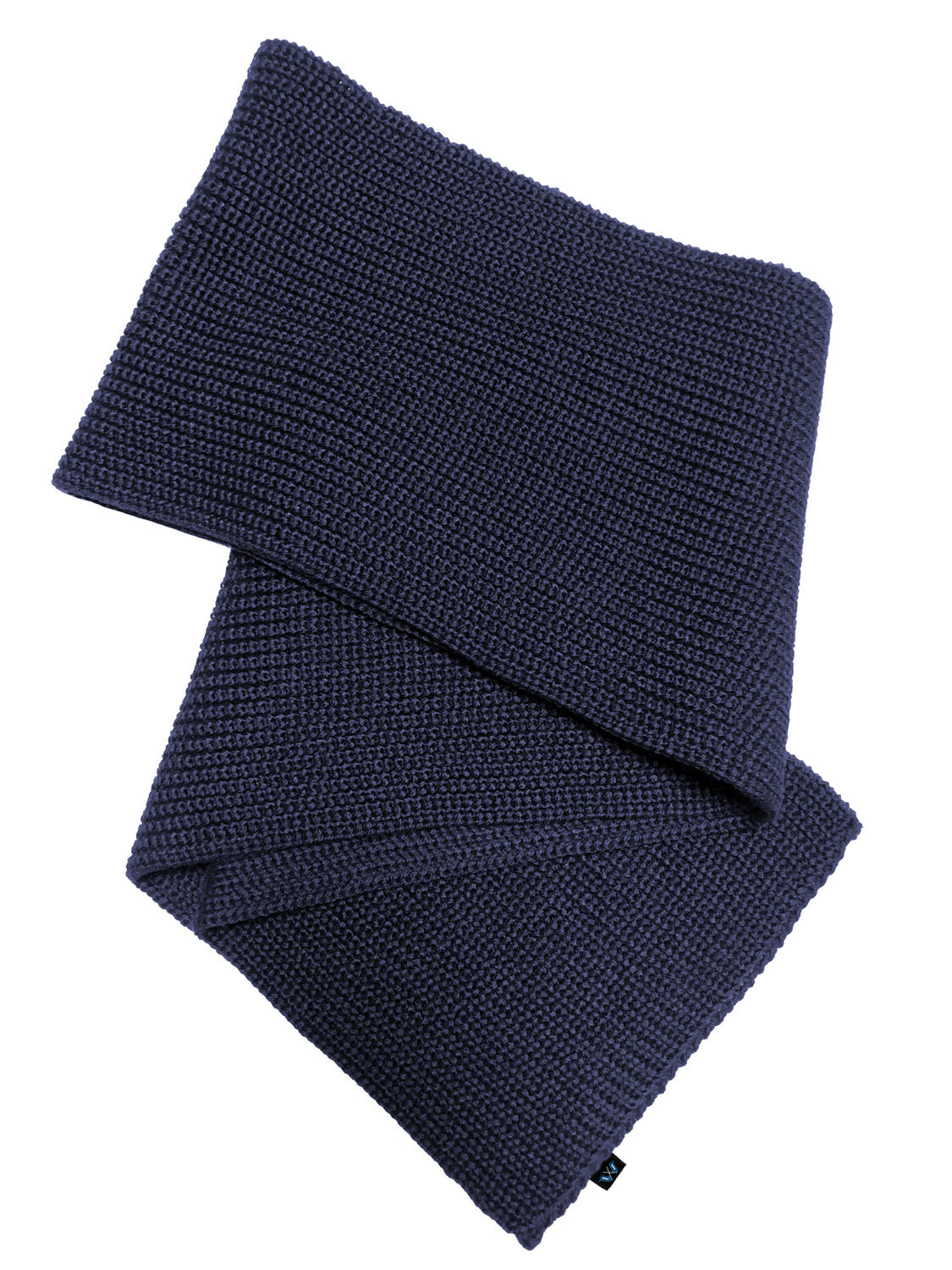 Blauer Peter Schal aus 100 % Schurwolle – weicher Strickschal in Marineblau aus nachhaltiger Fertigung