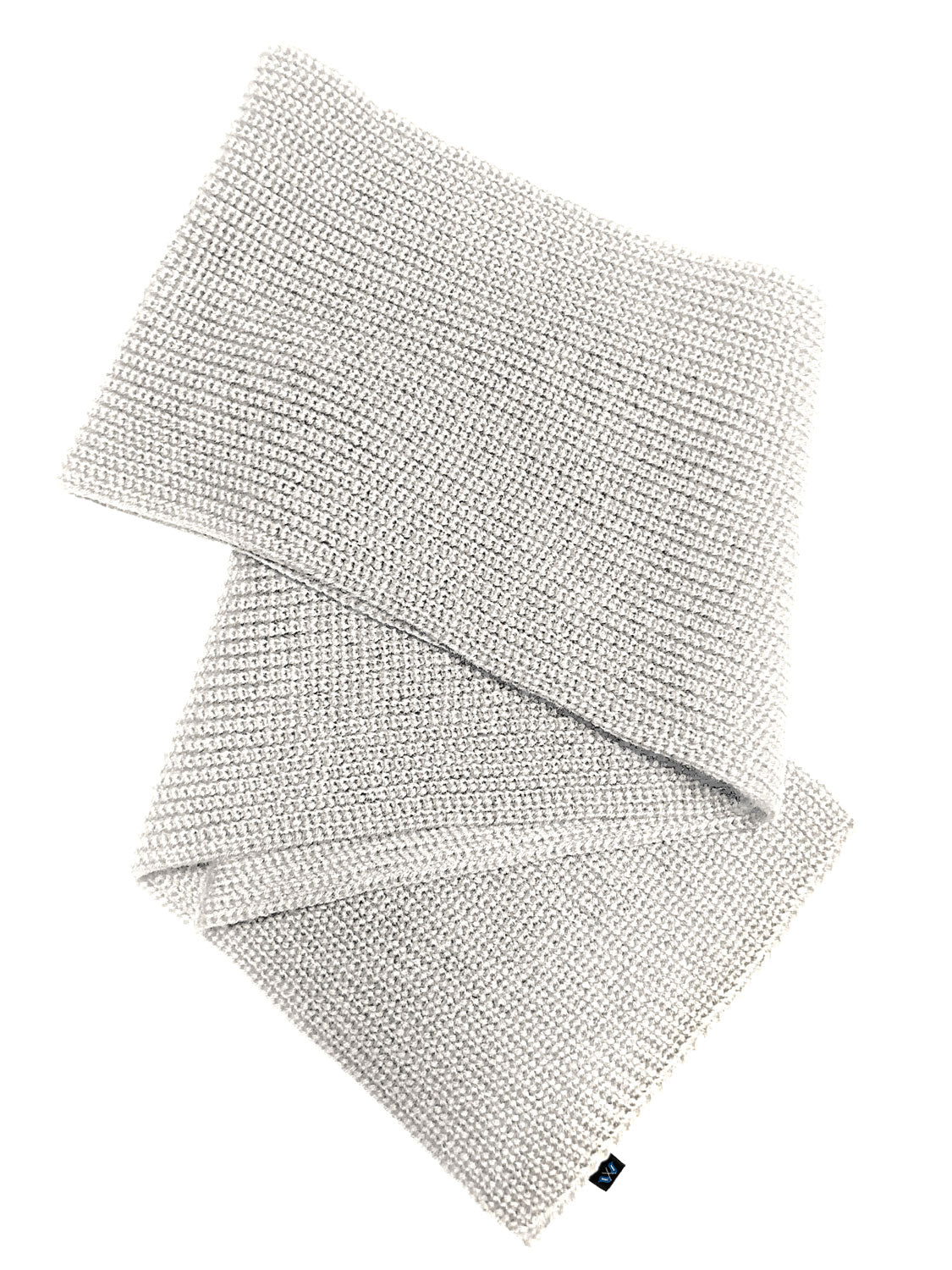 Blauer Peter Schal aus 100 % Merinowolle – weicher Strickschal in Naturweiß aus nachhaltiger Fertigung