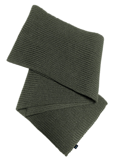 Blauer Peter Schal aus 100 % Schurwolle – weicher Strickschal in Oliv aus nachhaltiger Fertigung