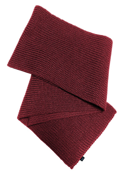 Blauer Peter Schal aus 100 % Schurwolle – weicher Strickschal in Weinrot aus nachhaltiger Fertigung