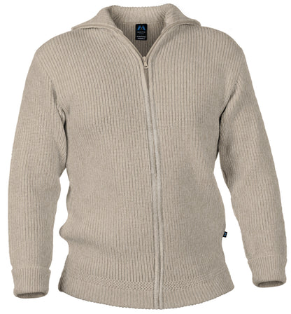 Hochwertige Merino-Troyer-Jacke aus 100% Merinowolle in der Farbe Beigemeliert