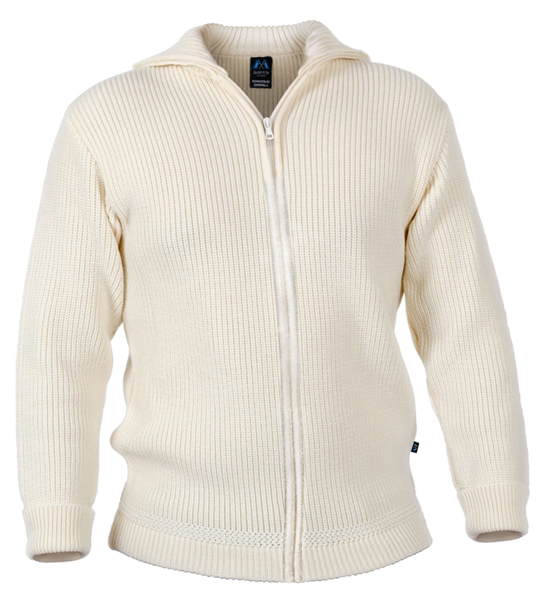 Hochwertige Merino-Troyer-Jacke aus 100% Merinowolle in der Farbe Naturweiß