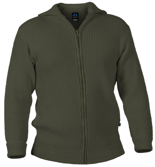 Hochwertige Merino-Troyer-Jacke aus 100% Merinowolle in der Farbe Olivgrün - Oliv