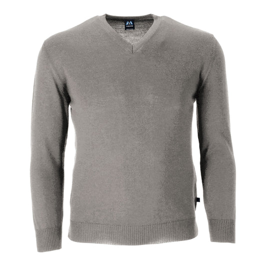 Hochwertiger Merino-V-Pullover aus 100% Merinowolle in der Farbe Hellgraumeliert - Hellgraumeliert