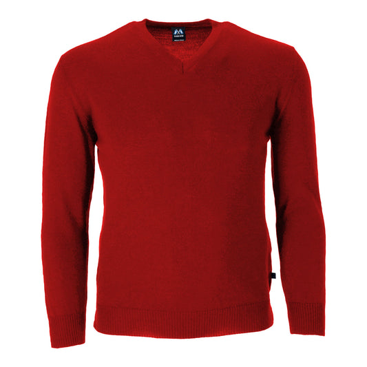 Hochwertiger Merino-V-Pullover aus 100% Merinowolle in der Farbe Rot - Rot